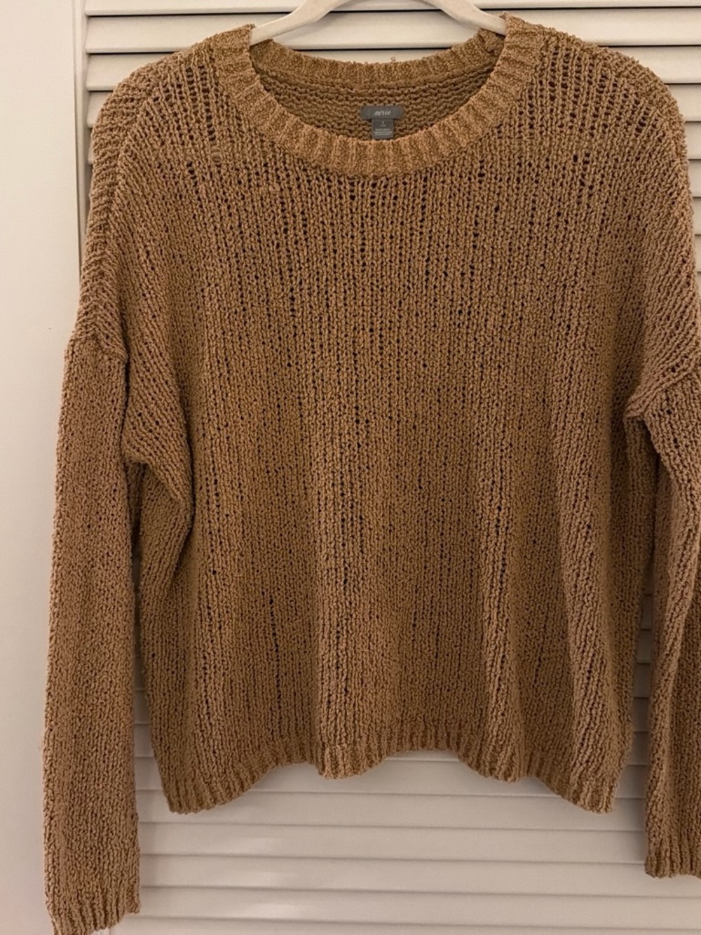 aerie Chunky Crewneck Sweater - Camel Brown
